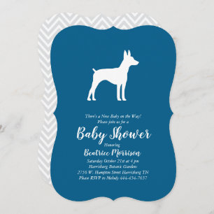 Rat Terrier Dog Baby shower Blue Boy Kaart