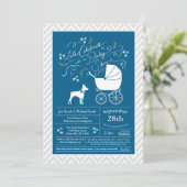 Rat Terrier Dog Baby shower Blue Boy Kaart (Staand voorkant)