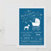 Rat Terrier Dog Baby shower Blue Boy Kaart (Voorkant / Achterkant)