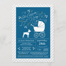 Rat Terrier Dog Baby shower Blue Boy Kaart