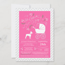 Rat Terrier Dog Baby shower Pink Girl Kaart