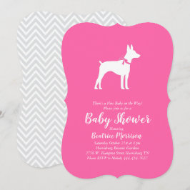 Rat Terrier Dog Baby shower Pink Girl Kaart