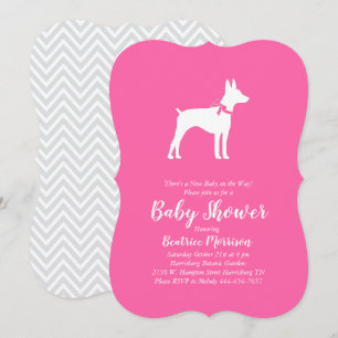 Rat Terrier Dog Baby shower Pink Girl Kaart