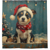 Rat Terrier Dog Christmas  Beach Douchegordijn (Voorkant)