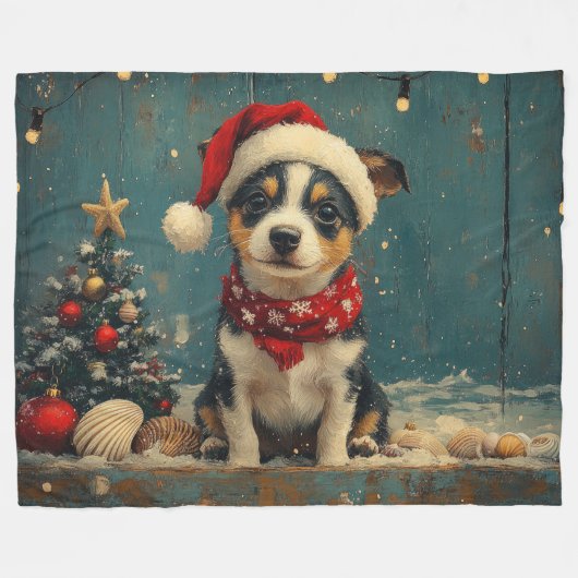 Rat Terrier Dog Christmas  Beach Fleece Deken (Voorkant (Horizontaal))