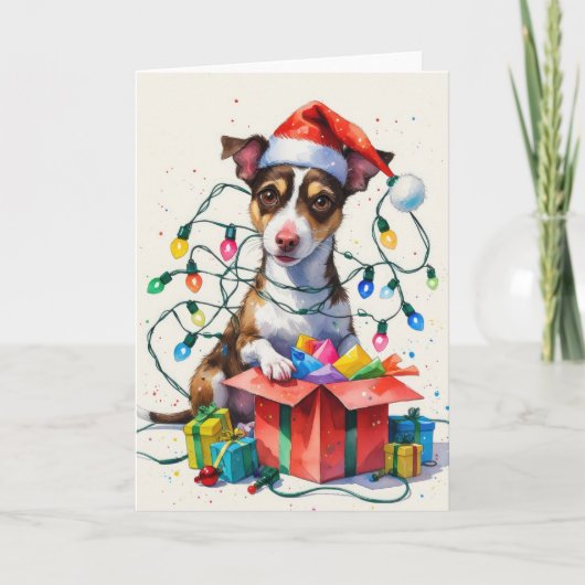 Rat Terrier Dog Christmas Wenskaart Kaart (Voorkant)