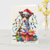 Rat Terrier Dog Christmas Wenskaart Kaart (Gele Bloem)