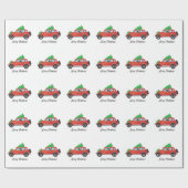 Rat Terrier Dog die een kerstauto bestuurt Cadeaupapier (Vlak)