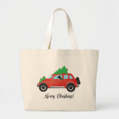 Rat Terrier Dog die een kerstauto bestuurt Grote Tote Bag (Voorkant)