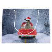 Rat Terrier Dog in Snow, die met Kerstmis rondloop Groot Cadeauzakje (Voorkant)