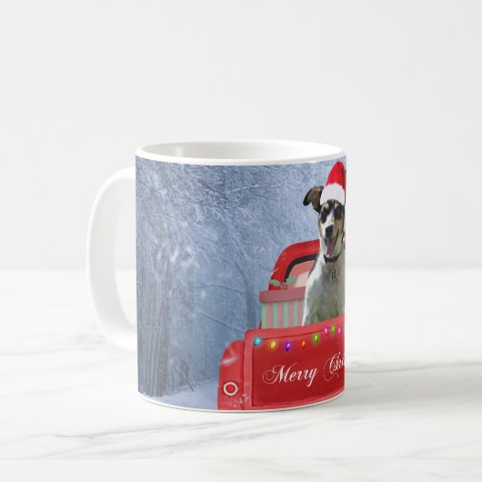 Rat Terrier Dog in Snow, die met Kerstmis rondloop Koffiemok (Voorkant links)