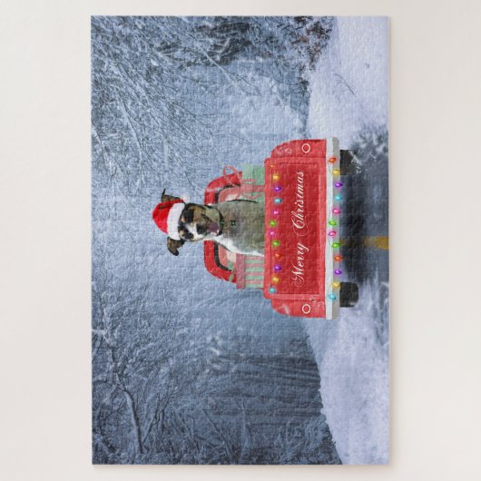 Rat Terrier Dog in Snow, die met Kerstmis rondloop Legpuzzel (Verticaal)