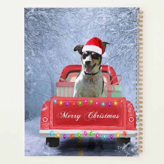 Rat Terrier Dog in Snow, die met Kerstmis rondloop Planner (Achterkant)