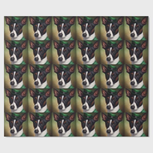 Rat Terrier Dog in St. Patrick's Day Dress Cadeaupapier (Vlak)
