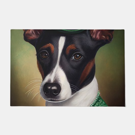 Rat Terrier Dog in St. Patrick's Day Dress Deurmat (Voorkant)