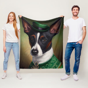 Rat Terrier Dog in St. Patrick's Day Dress Fleece Deken