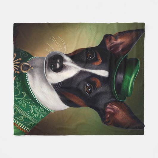 Rat Terrier Dog in St. Patrick's Day Dress Fleece Deken (Voorkant (Horizontaal))