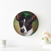 Rat Terrier Dog in St. Patrick's Day Dress Grote Klok (Huis)