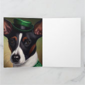 Rat Terrier Dog in St. Patrick's Day Dress Kaart (Binnen)