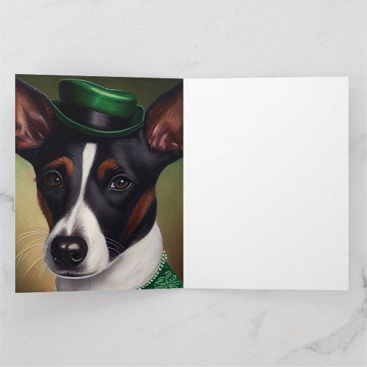 Rat Terrier Dog in St. Patrick's Day Dress Kaart (Binnen)