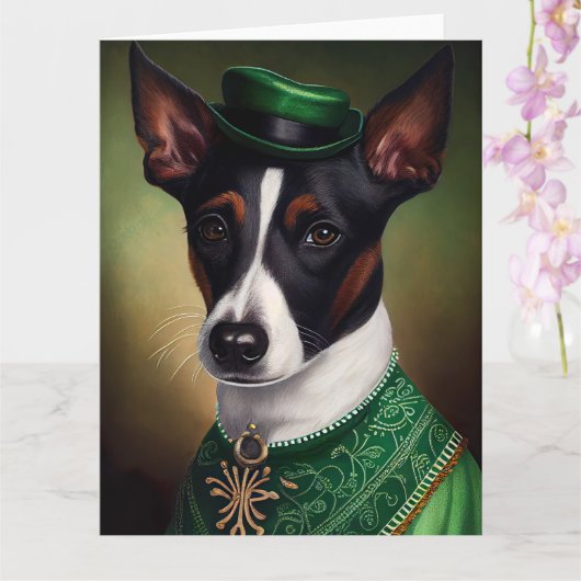 Rat Terrier Dog in St. Patrick's Day Dress Kaart (Orchidee)