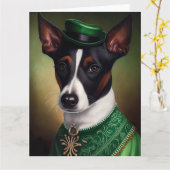 Rat Terrier Dog in St. Patrick's Day Dress Kaart (Gele Bloem)