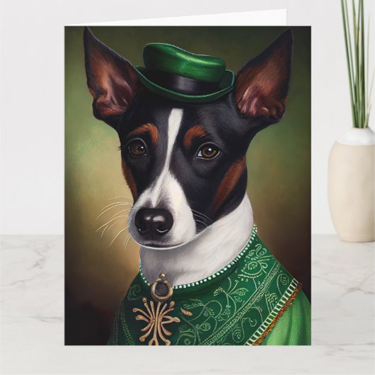 Rat Terrier Dog in St. Patrick's Day Dress Kaart (Voorkant)