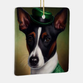 Rat Terrier Dog in St. Patrick's Day Dress Keramisch Ornament (Rechts)