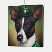 Rat Terrier Dog in St. Patrick's Day Dress Keramisch Ornament (Links)