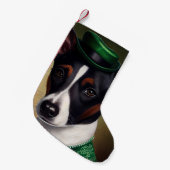 Rat Terrier Dog in St. Patrick's Day Dress Kleine Kerstsok (Voorkant (Hangend))