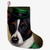 Rat Terrier Dog in St. Patrick's Day Dress Kleine Kerstsok (Voorkant)