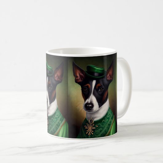 Rat Terrier Dog in St. Patrick's Day Dress Koffiemok (Voorkant rechts)