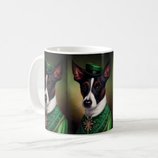 Rat Terrier Dog in St. Patrick's Day Dress Koffiemok (Voorkant links)