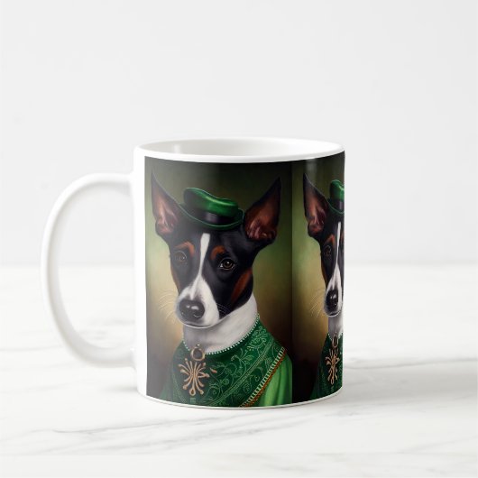Rat Terrier Dog in St. Patrick's Day Dress Koffiemok (Links)
