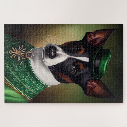 Rat Terrier Dog in St. Patrick's Day Dress Legpuzzel (Horizontaal)