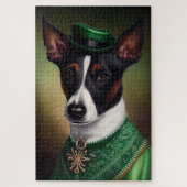 Rat Terrier Dog in St. Patrick's Day Dress Legpuzzel (Verticaal)