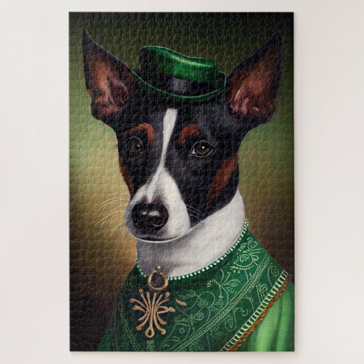 Rat Terrier Dog in St. Patrick's Day Dress Legpuzzel (Verticaal)