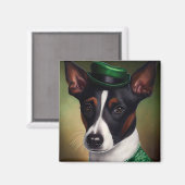 Rat Terrier Dog in St. Patrick's Day Dress Magneet (Voorkant / Achterkant)