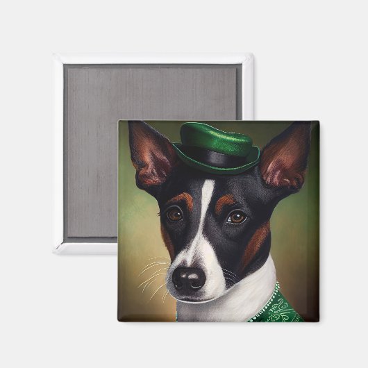 Rat Terrier Dog in St. Patrick's Day Dress Magneet (Voorkant / Achterkant)