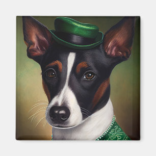 Rat Terrier Dog in St. Patrick's Day Dress Magneet