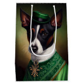 Rat Terrier Dog in St. Patrick's Day Dress Medium Cadeauzakje (Achterkant)