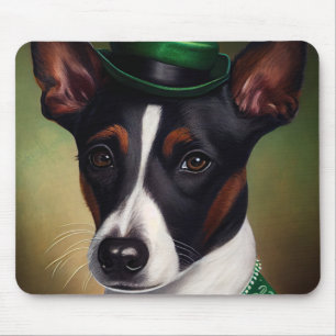 Rat Terrier Dog in St. Patrick's Day Dress Muismat