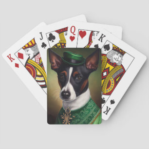 Rat Terrier Dog in St. Patrick's Day Dress Pokerkaarten