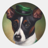 Rat Terrier Dog in St. Patrick's Day Dress Ronde Sticker (Voorkant)