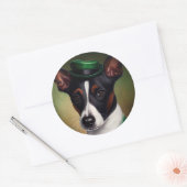 Rat Terrier Dog in St. Patrick's Day Dress Ronde Sticker (Envelop)