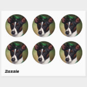 Rat Terrier Dog in St. Patrick's Day Dress Ronde Sticker (Vel)