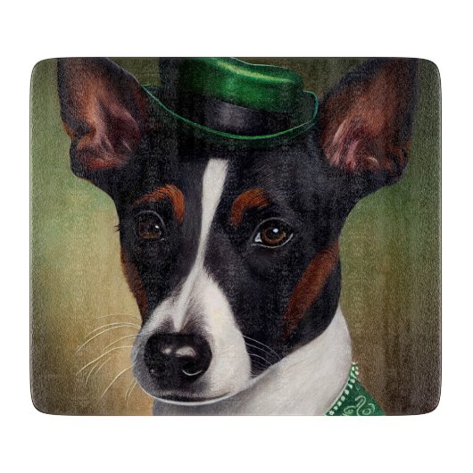 Rat Terrier Dog in St. Patrick's Day Dress Snijplank (Voorkant)