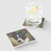 Rat Terrier Dog in St. Patrick's Day Dress Stenen Onderzetter (Zijkant)