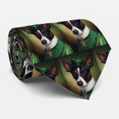 Rat Terrier Dog in St. Patrick's Day Dress Stropdas (Opgerold)