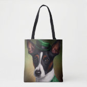 Rat Terrier Dog in St. Patrick's Day Dress Tote Bag (Voorkant)